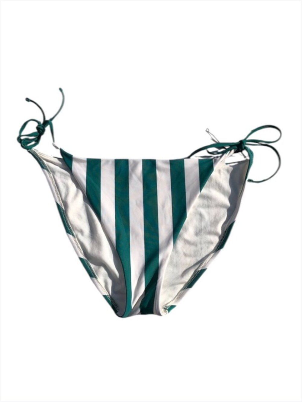 Shade & Shore Women's Striped Side Tie Bikini Bottom Green White, XL